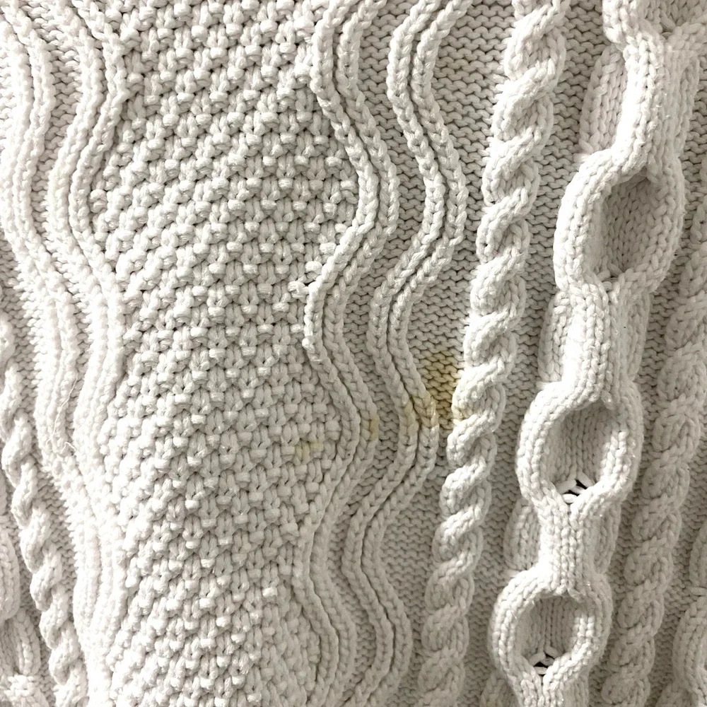 Banana Republic White Sweater with Red, White, and Blue Striped Trim - Picture 4 of 4